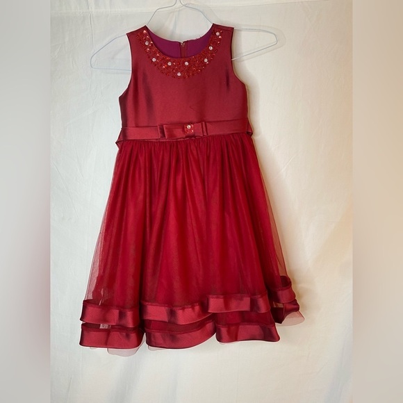 Girls flower girl Burgundy formal party dress size 130cm (7/8) - Picture 3 of 9